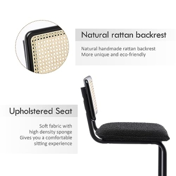 ONEVOG Boucle Bar Stools with Rattan Backs Set of 2