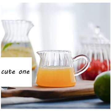 CHOOLD Creative Embossed Stripe Clear Crystal Glass Creamer Pitcher/Serving Pitcher/Sauce Pitcher/Milk Coffee Creamer Jug for Kitchen(4/5.5/9/12oz)