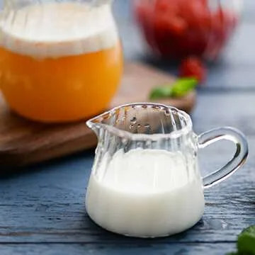 CHOOLD Creative Embossed Stripe Clear Crystal Glass Creamer Pitcher/Serving Pitcher/Sauce Pitcher/Milk Coffee Creamer Jug for Kitchen(4/5.5/9/12oz)