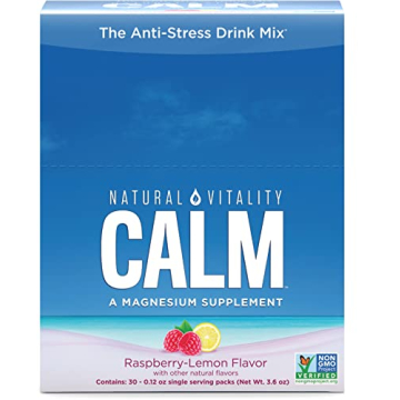 Natural Vitality Calm Magnesium Citrate Supplement Drink Mix, Anti-Stress, Raspberry Lemon, 30 Packe...