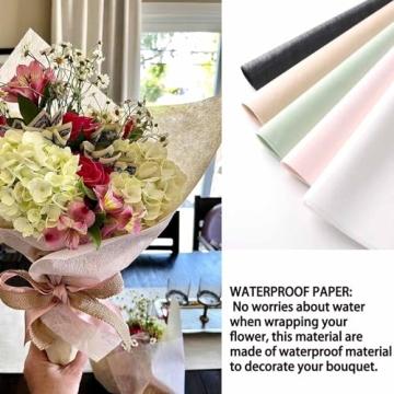 FAYADA Waterproof Flower Wrapping Paper Black - 20 Sheets