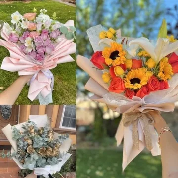 FAYADA Waterproof Flower Wrapping Paper Black - 20 Sheets