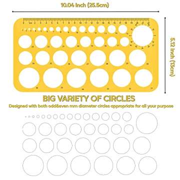 RZDEAL Circle Round Stencil Template Artist Design Drawing Aid Tool (Diameter from 1 mm to 37 mm)