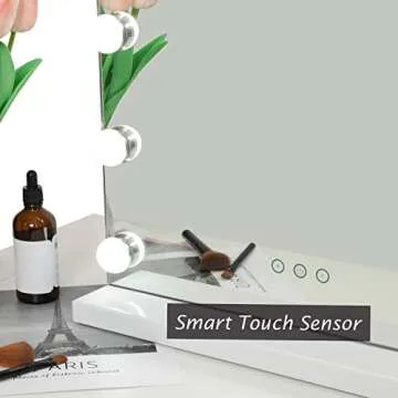 WAYKING Vanity Mirror with Lights Large Hollywood Makeup Mirror with 18 LED Bulbs, Tabletop or Wall Mounted Comestic Mirror with Touch Sensor and USB Charging Port, White(L31.4 X H23.6)