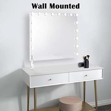 WAYKING Vanity Mirror with Lights Large Hollywood Makeup Mirror with 18 LED Bulbs, Tabletop or Wall Mounted Comestic Mirror with Touch Sensor and USB Charging Port, White(L31.4 X H23.6)