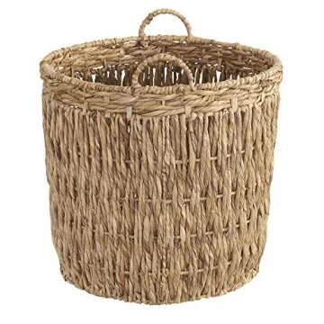 Household Essentials Brown Tall Round Wicker Storage Basket