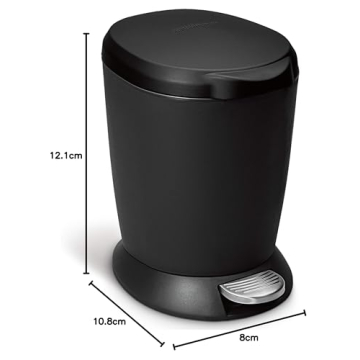 Simplehuman Compact Round Bathroom Trash Can for Small Spaces