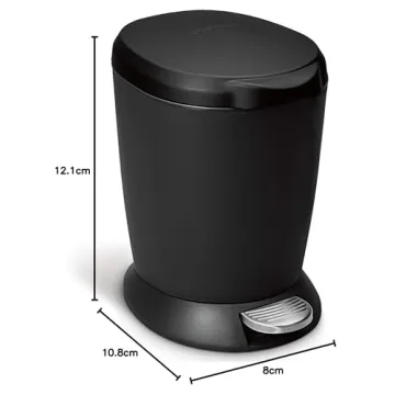 Simplehuman Compact Round Bathroom Trash Can for Small Spaces