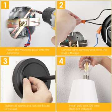 ShineTech Hardwired Wall Sconces Set of 2 - Retro Industrial Design