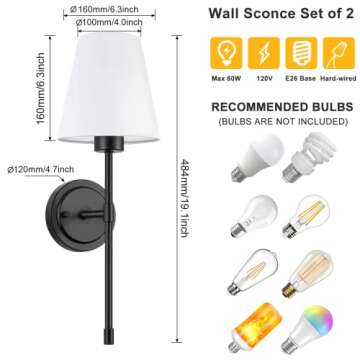 ShineTech Retro Wall Sconces Set of 2 for Elegant Lighting