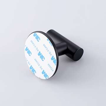 ZWTNBFST Adhesive Hooks 304 Stainless Steel Robe Hook Holder Heavy Coat Hook for Bathroom Kitchen Livingroom Garage Hotel Brushed Finish 2pcs (Matte Black)