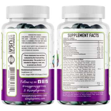 EasyPeasyGreens Daily Veggie Gummies for Kids - 90 Greens Gummies - Helps Picky Eaters Get Their Veg...