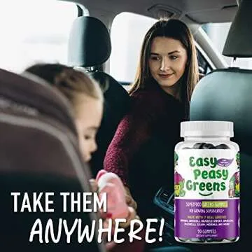 EasyPeasyGreens Daily Veggie Gummies for Kids - 90 Greens Gummies - Helps Picky Eaters Get Their Veggies in - Made with 10 Real Vegetable Extracts and 100% Vegan