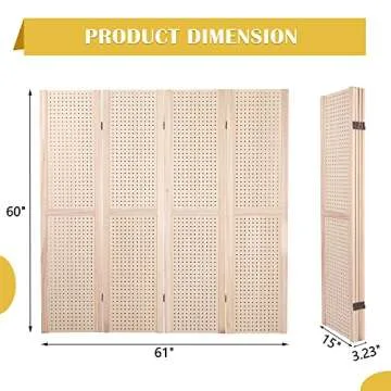 Betterhood 4 Panel Pegboard - Folding Privacy Room Divider