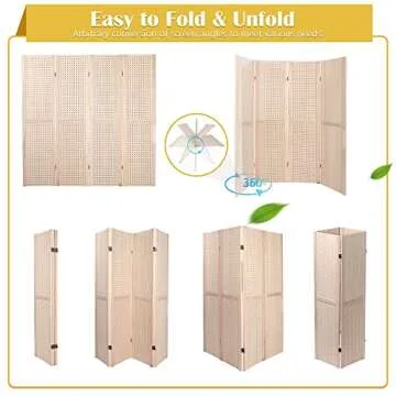 Betterhood 4 Panel Pegboard - Folding Privacy Room Divider