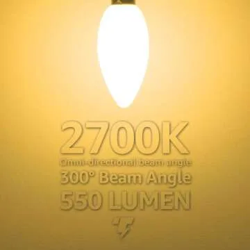 TORCHSTAR Dimmable E12 LED Candelabra Bulb, UL Listed, 60W Equivalent Chandelier Light Bulbs, 550lm, LED Filament Candle Bulb C11, Frosted Glass Ceiling Fan Light Bulbs, 2700K Soft White, Pack of 6