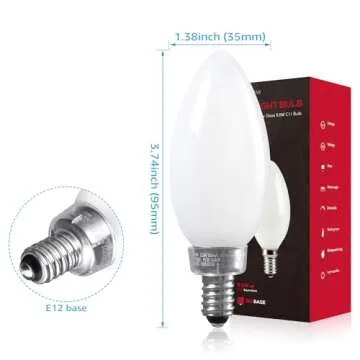 TORCHSTAR Dimmable E12 LED Candelabra Bulb, UL Listed, 60W Equivalent Chandelier Light Bulbs, 550lm, LED Filament Candle Bulb C11, Frosted Glass Ceiling Fan Light Bulbs, 2700K Soft White, Pack of 6