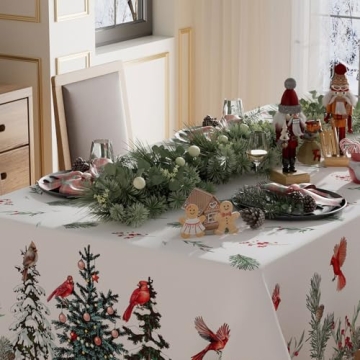 XCHI Cardinal Birds Tablecloth for Christmas Dining
