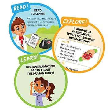 hand2mind Head to Toe Human Body Science Kit, Slime Kit, STEM Kit for Kids, Includes Kids Stethoscope That Works, Human Body Learning, Human Anatomy for Kids, Kids Doctor Kit, Homeschool Supplies