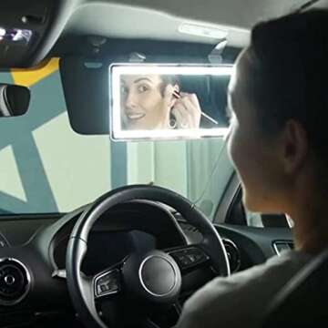 Inpher Car Vanity Mirror, Car Mirror Visor with Light, Makeup Mirror for Car Visor Rechargeable USB Universal 3 Light Modes & 60 Adjustable LED