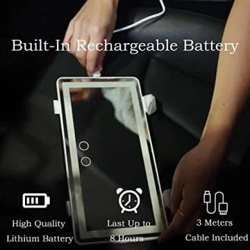 Inpher Car Vanity Mirror, Car Mirror Visor with Light, Makeup Mirror for Car Visor Rechargeable USB Universal 3 Light Modes & 60 Adjustable LED