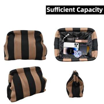 FEICHANGHAO Cloud Bag Clutch Handbag, Casual Crochet Evening Purse (Black and Brown)