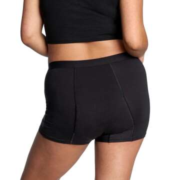 THINX Ultra-Soft Period Underwear, Overnight Boy-Shorts Leakproof Underwear for Women, Holds Up to 12 Regular Tampons, FSA HSA Approved Period Underwear for Women, Reusable & Controls Odor, Black, M