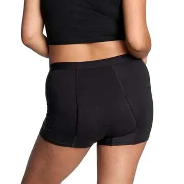 THINX Ultra-Soft Period Underwear, Overnight Boy-Shorts Leakproof Underwear for Women, Holds Up to 12 Regular Tampons, FSA HSA Approved Period Underwear for Women, Reusable & Controls Odor, Black, M