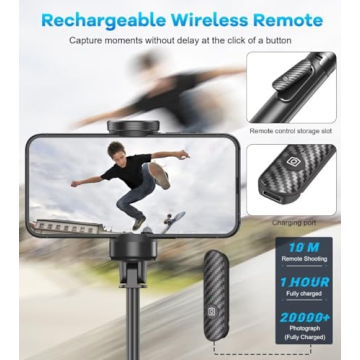 Gahenwo 60" Selfie Stick Tripod with Bluetooth Remote