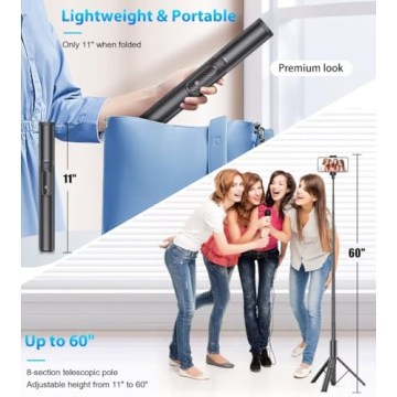 Gahenwo 60" Selfie Stick Tripod with Bluetooth Remote