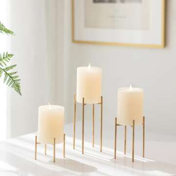 Stylish Sziqiqi Pillar Candle Holders Set of 3 Gold