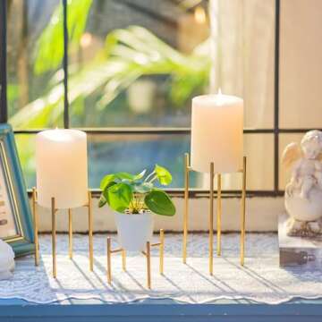 Stylish Sziqiqi Pillar Candle Holders Set of 3 Gold
