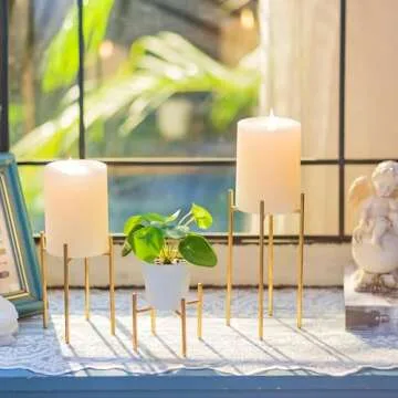 Stylish Sziqiqi Pillar Candle Holders Set of 3 Gold