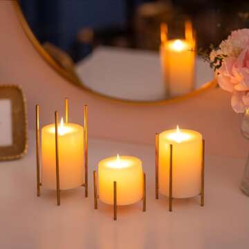 Stylish Sziqiqi Pillar Candle Holders Set of 3 Gold