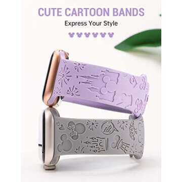 Girovo Cartoon Engraved Bands - Cute Anime Silicone Straps for Women