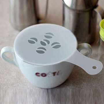 yueton Pack of 16 Cappuccino Coffee Barista Stencils Template Strew Pad Duster Spray
