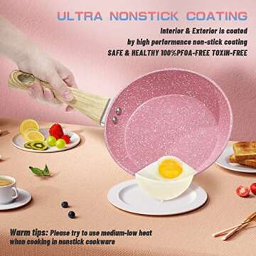 Innerwell Pots and Pans Set, 8 Pieces Non Stick Cookware Set, Pink Granite Stone Nonstick Cookware Set, Induction kitchen Cookware Sets, Cooking Set W/Frying Pan, Saucepan, Casserole, PFOA Free