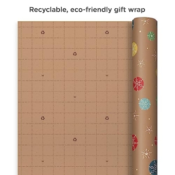 Hallmark Christmas Wrapping Paper - 3 Pack of Kraft Joyful Wrap
