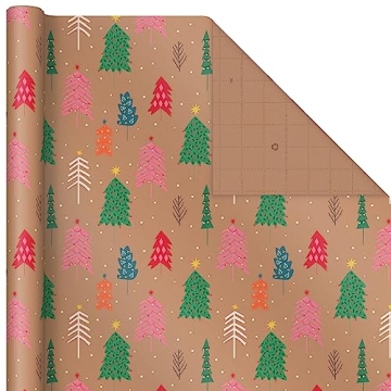 Hallmark Christmas Wrapping Paper - 3 Pack of Kraft Joyful Wrap