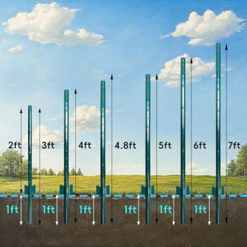 ARIFARO Fence Posts 4 Feet Sturdy Duty Metal Fence Post, Pack of 10, No Dig Garden U Post for Wire Fencing Steel Post for Yard, Outdoor Wire