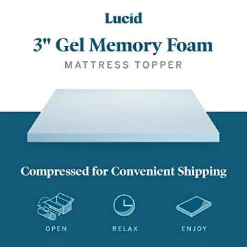 Lucid Full 3 Inch Gel Infused Memory Foam Mattress Topper for Comfort