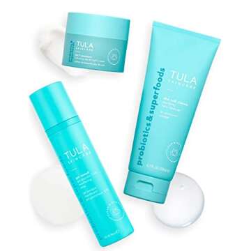 TULA Skin Care 3-Step Balanced Skin Bundle | Full-Size Face Wash, Day & Night Face Moisturizer, Pro-Glycolic Resurfacing Face Toner | Best for Normal and Dry Skin