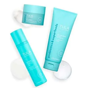 TULA Skin Care 3-Step Balanced Skin Bundle | Full-Size Face Wash, Day & Night Face Moisturizer, Pro-Glycolic Resurfacing Face Toner | Best for Normal and Dry Skin