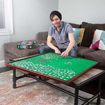 Mary Maxim Square Jigsaw Puzzle Table Spinner - Puzzle Tables for Adults - Puzzle Board for Storage ...