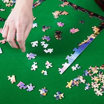 Mary Maxim Square Jigsaw Puzzle Table Spinner - Puzzle Tables for Adults - Puzzle Board for Storage - Felt Mat 34” x 34” - Puzzle Holder & Keeper up to 1500 Pieces - Puzzle Accessories & Organizer