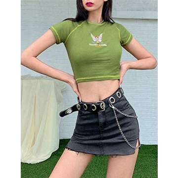 Chic Summer E-Girl Butterfly Graphic Crop Top for Women