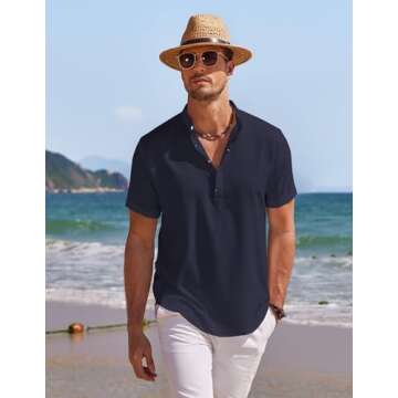 Casual Men's Linen Henley Shirt for Summer Style