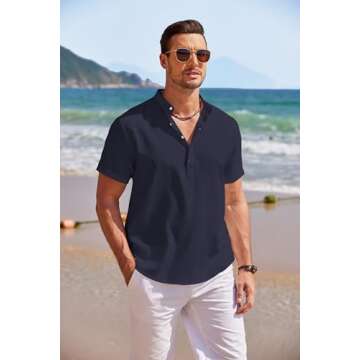 Casual Men's Linen Henley Shirt for Summer Style