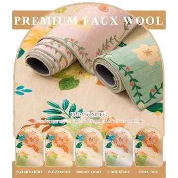 YIHOUSE Floral Print Beige Washable Area Rug 8'x10'- Large Colorful Ultra-Thin Non-Slip Area Rug for Living Room, Bedroom, Nursery Room, Classroom, Playroom,Home Office (Beige, 8x10ft)