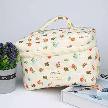 PINKCONA Cute Floral Makeup Bag for Women - Stylish Storage